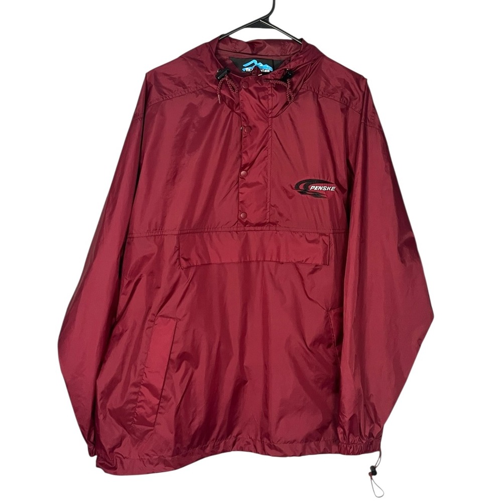 Tri Mountain NWT PENSKE Logo Hood Pullover Lightweight Windbreaker Burgundy M
